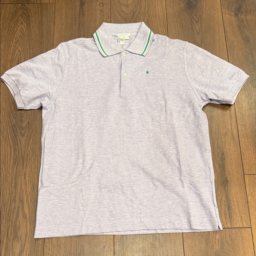 Ballantyne Men's Light Lavender Polo Shirt with Green Trim